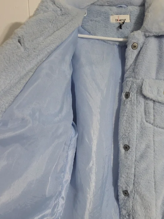 Chemistry Pastel Blue Plush Teddy Jacket - Picture 5 of 5